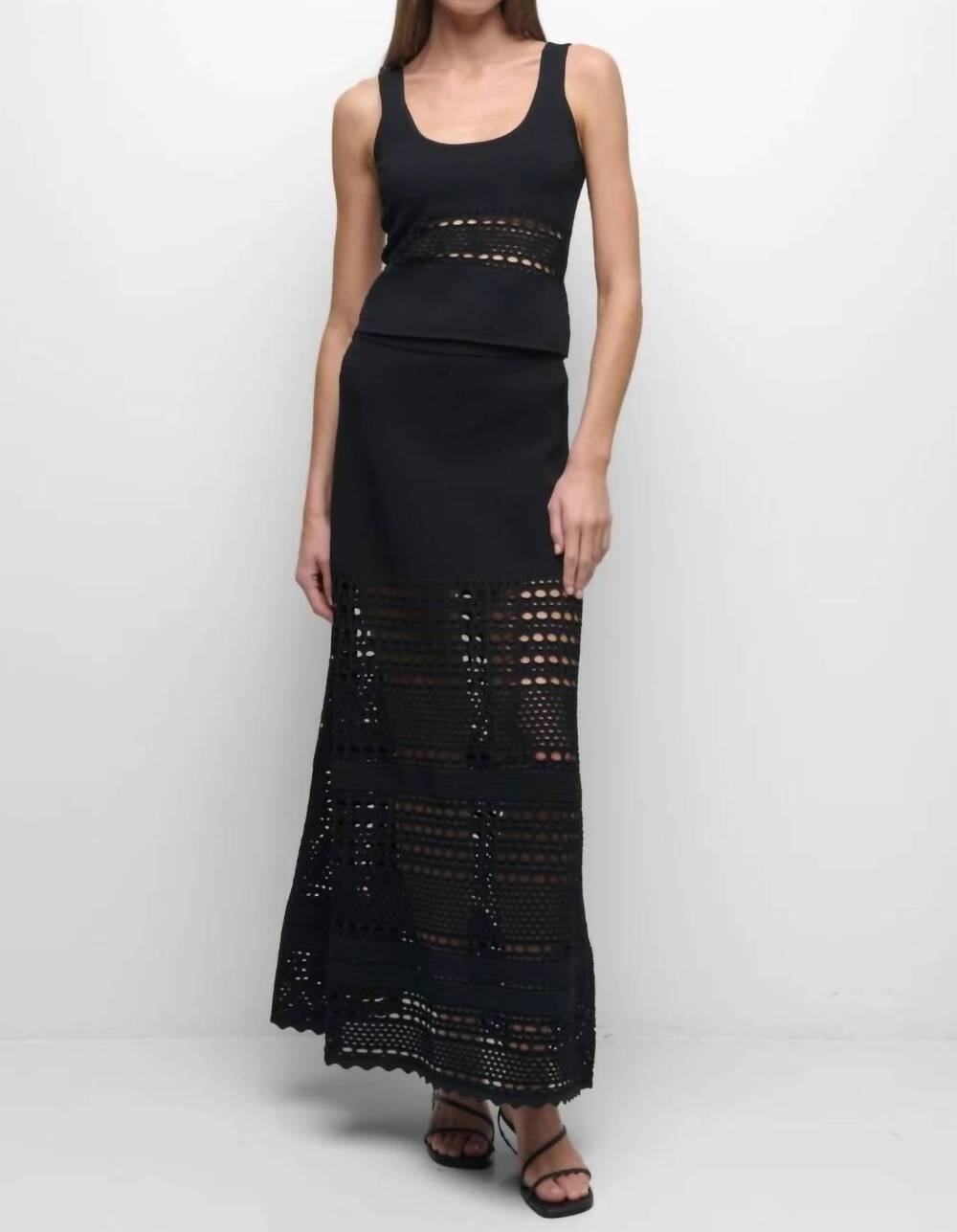NEW SIMKHAI fitzgerald open stitch knit tank in black